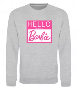 Свитшот Hello my name is Barbie Серый меланж фото