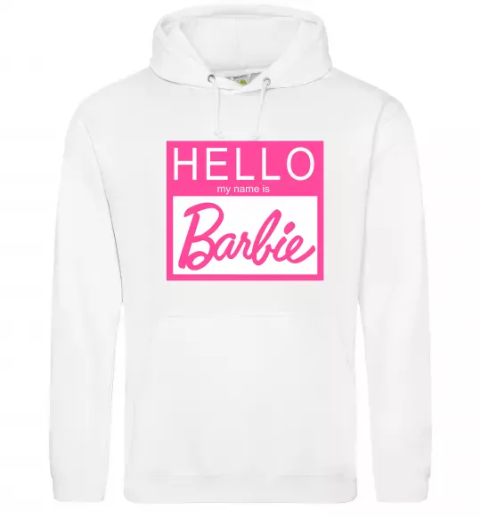 Женская толстовка (худи) Hello my name is Barbie Белый фото