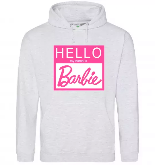 Женская толстовка (худи) Hello my name is Barbie Серый меланж фото