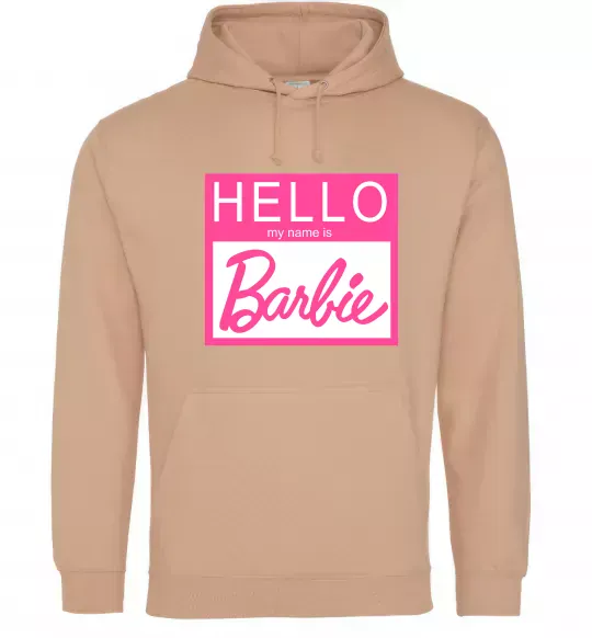 Женская толстовка (худи) Hello my name is Barbie Песочный фото