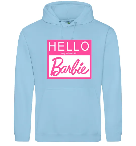 Женская толстовка (худи) Hello my name is Barbie Голубой фото