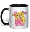 Чашка з кольоровою ручкою Barbie girl Чорний фото