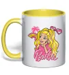 Чашка с цветной ручкой Barbie girl Лимонный фото