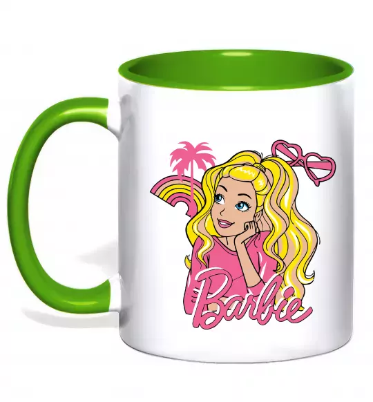 Чашка з кольоровою ручкою Barbie girl Зелений фото