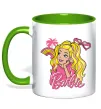 Чашка з кольоровою ручкою Barbie girl Зелений фото