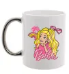 Чашка з кольоровою ручкою Barbie girl Срібло фото
