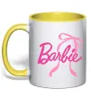 Чашка з кольоровою ручкою Барбі бантик Сонячно жовтий фото