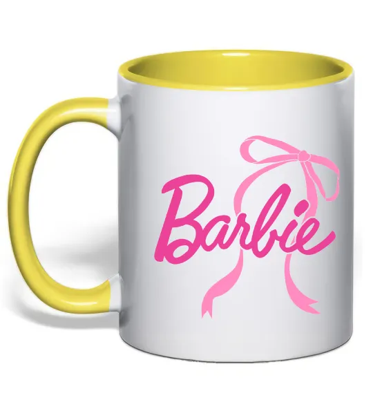 Чашка с цветной ручкой Барбі бантик Лимонный фото