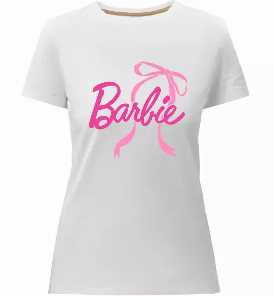Женская премиум футболка Барбі бантик Белый фото