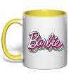 Чашка з кольоровою ручкою Barbie retro style logo Лимонний фото