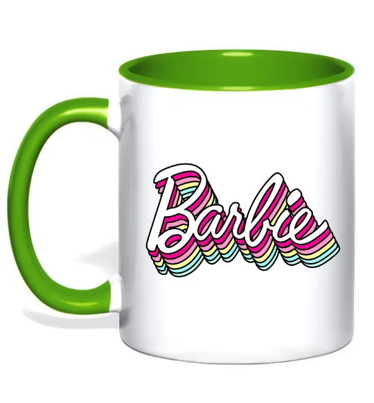 Чашка з кольоровою ручкою Barbie retro style logo Лаймовий фото