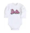 Дитячий бодік Barbie retro style logo Білий фото