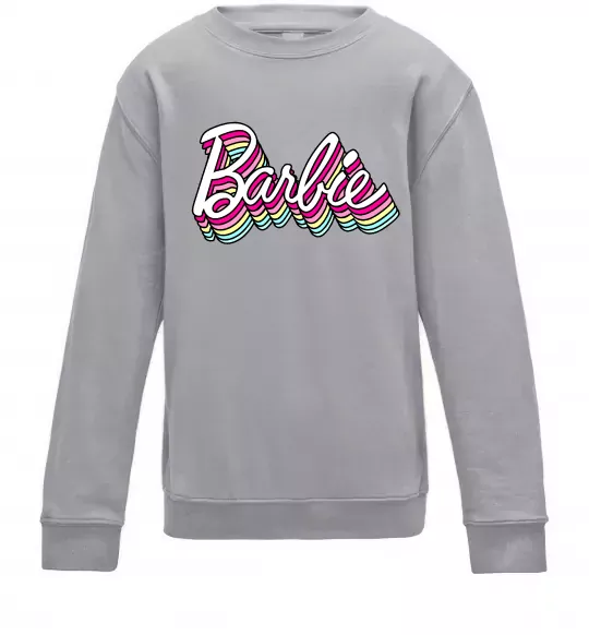 Детский Свитшот Barbie retro style logo Серый меланж фото