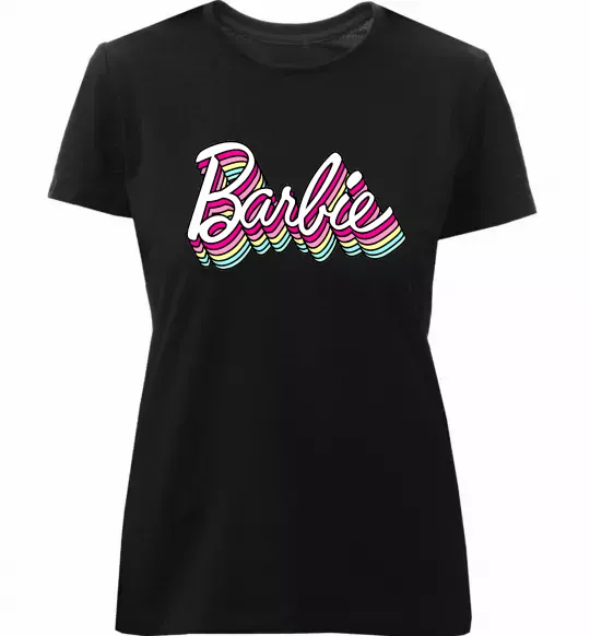 Женская премиум футболка Barbie retro style logo Черный фото