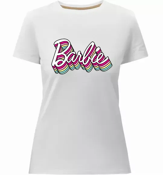 Женская премиум футболка Barbie retro style logo Белый фото