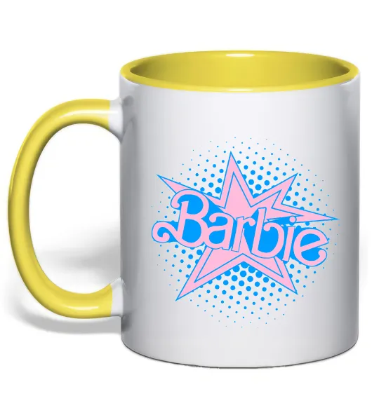 Чашка с цветной ручкой Barbie logo Лимонный фото