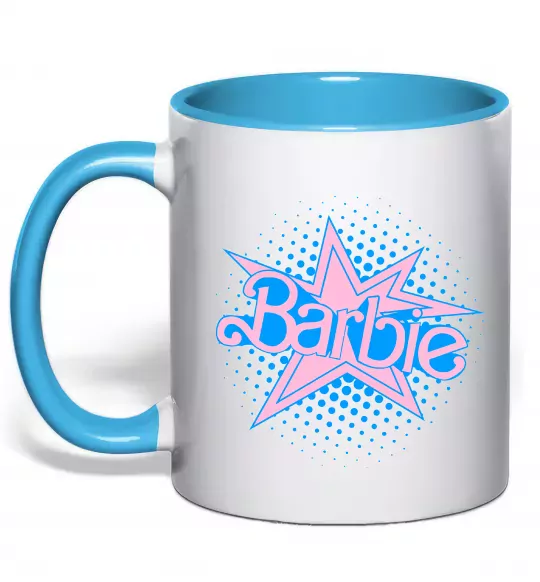 Чашка с цветной ручкой Barbie logo Голубой фото