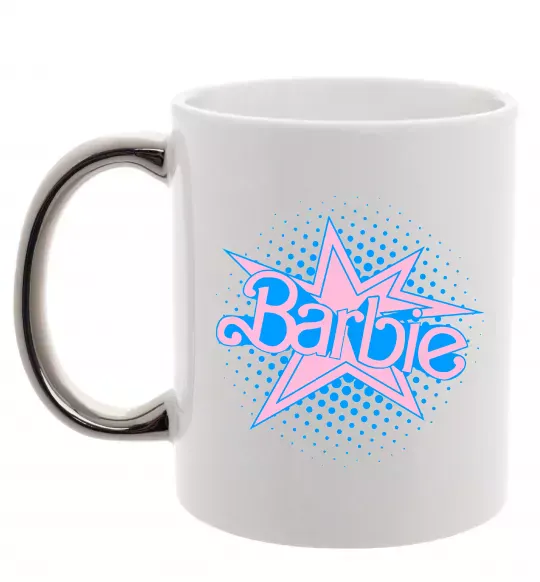 Чашка с цветной ручкой Barbie logo Серебро фото