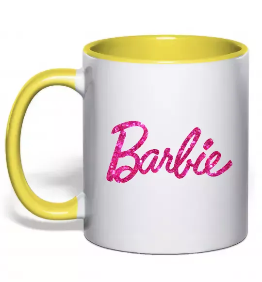 Чашка с цветной ручкой Barbie напис Солнечно желтый фото