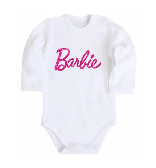 Дитячий бодік Barbie напис Білий фото