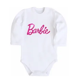 Дитячий бодік Barbie напис Білий фото