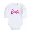 Дитячий бодік Barbie напис Білий фото