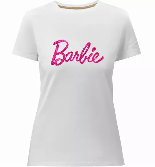 Жіноча преміум футболка Barbie напис Білий фото