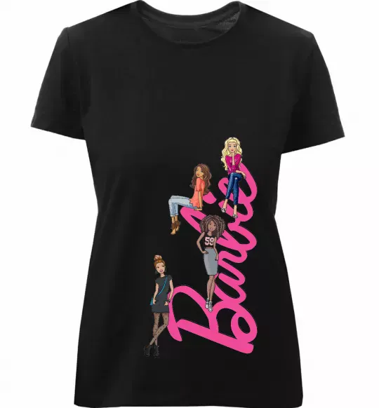 Жіноча преміум футболка Barbie girls Чорний фото