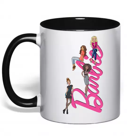 Чашка с цветной ручкой Barbie girls Черный фото