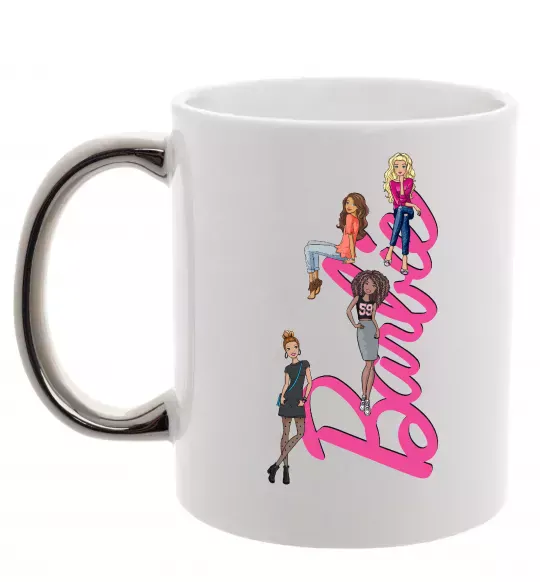 Чашка с цветной ручкой Barbie girls Серебро фото