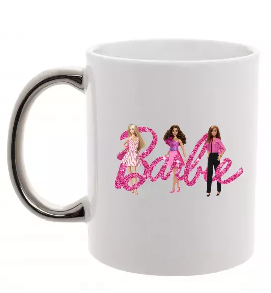 Чашка з кольоровою ручкою Ляльки Барбі Срібло фото