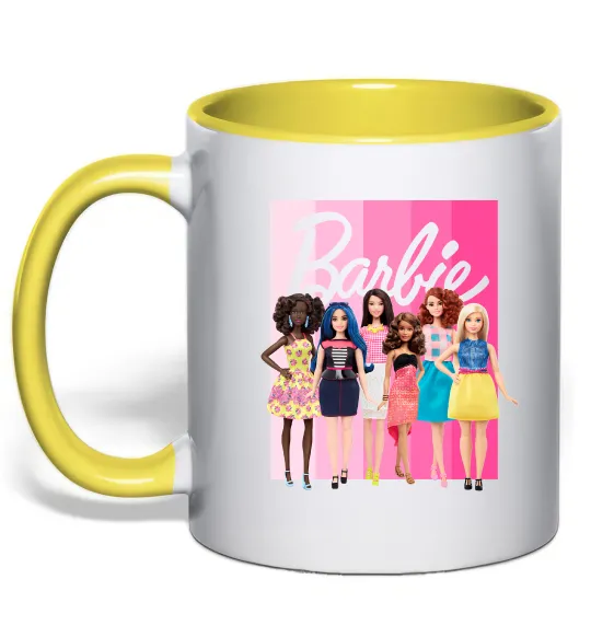 Чашка з кольоровою ручкою Barbie dolls mattel Лимонний фото