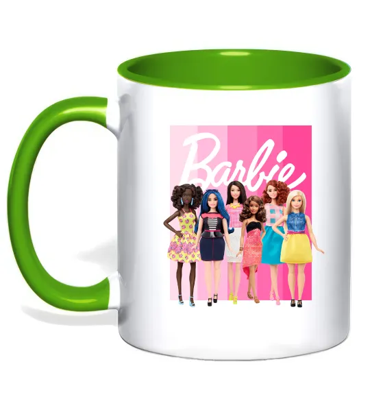 Чашка з кольоровою ручкою Barbie dolls mattel Лаймовий фото