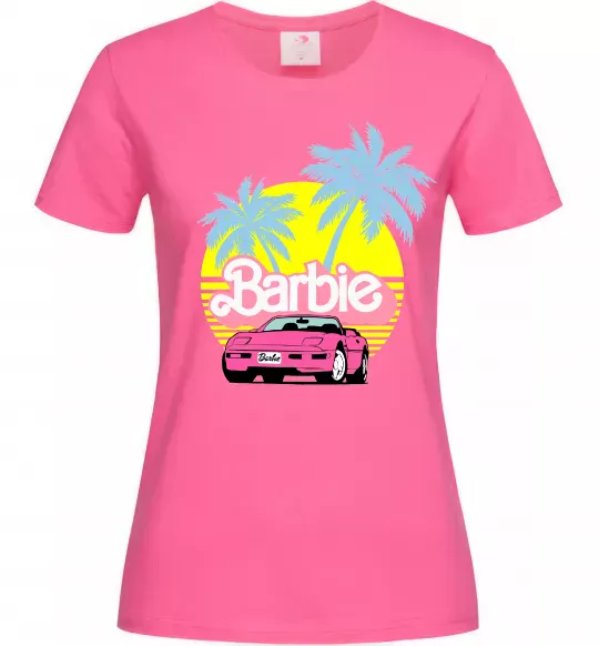 Женская футболка Barbie car Ярко-розовый фото