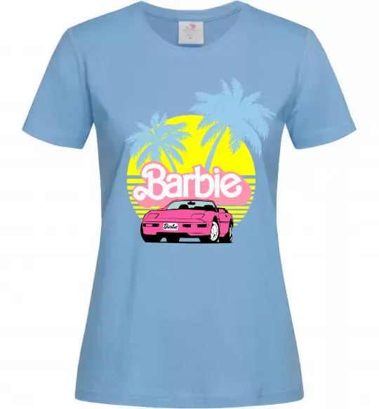 Женская футболка Barbie car Голубой фото