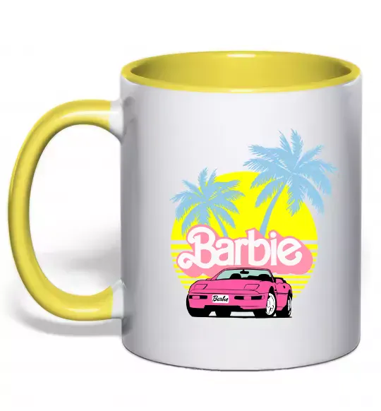 Чашка с цветной ручкой Barbie car Солнечно желтый фото