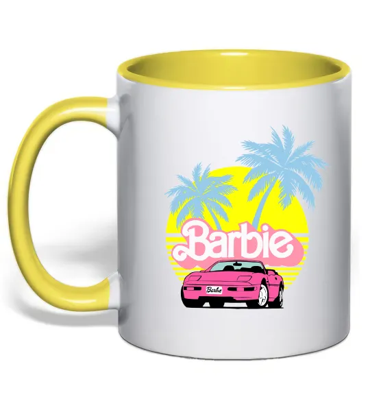 Чашка с цветной ручкой Barbie car Лимонный фото