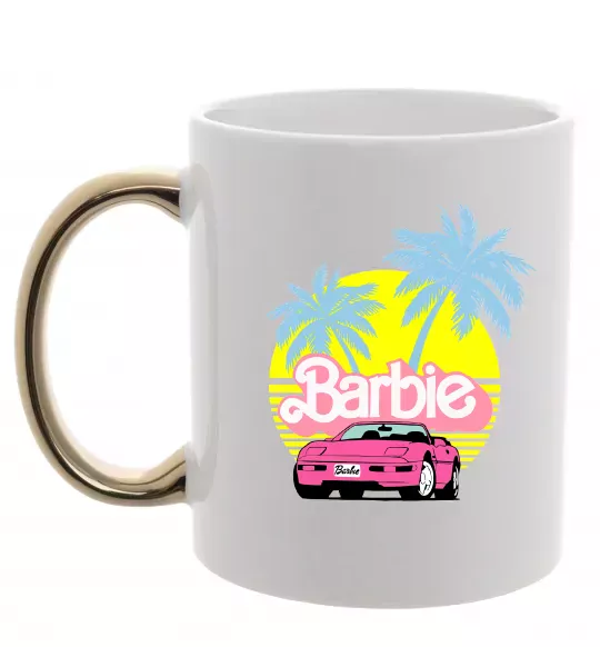Чашка с цветной ручкой Barbie car Золото фото