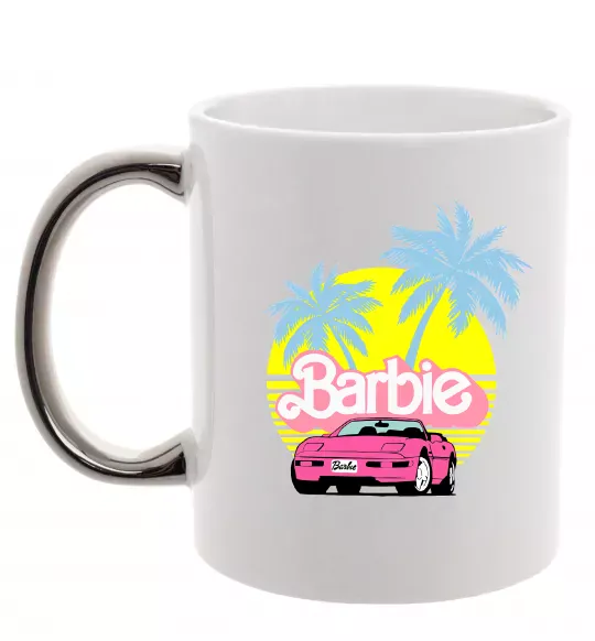 Чашка с цветной ручкой Barbie car Серебро фото