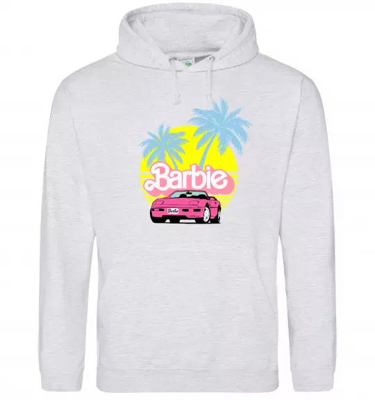 Женская толстовка (худи) Barbie car Серый меланж фото