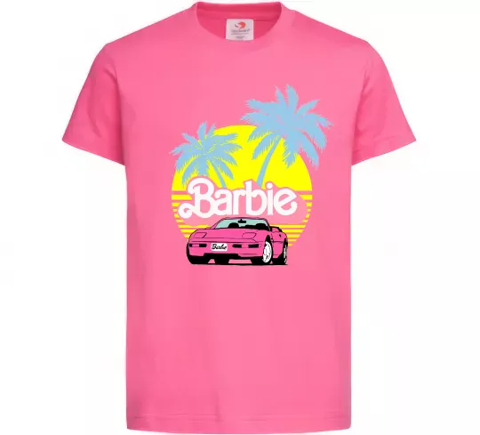 Детская футболка Barbie car Ярко-розовый фото