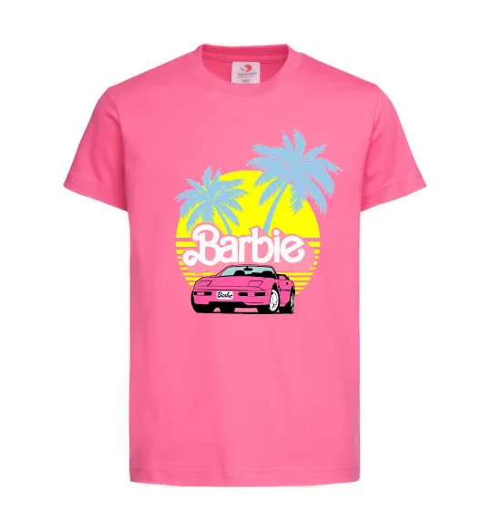 Детская футболка Barbie car Ярко-розовый фото