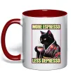 Чашка з кольоровою ручкою More espresso less depresso Червоний фото