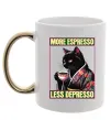 Чашка з кольоровою ручкою More espresso less depresso Золото фото