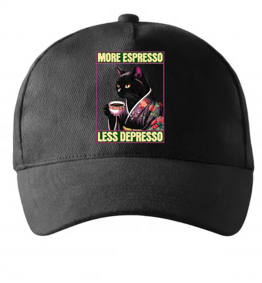 Кепка More espresso less depresso Чорний фото