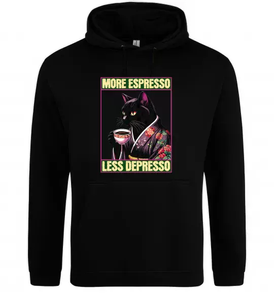 Чоловіча толстовка (худі) More espresso less depresso Чорний фото