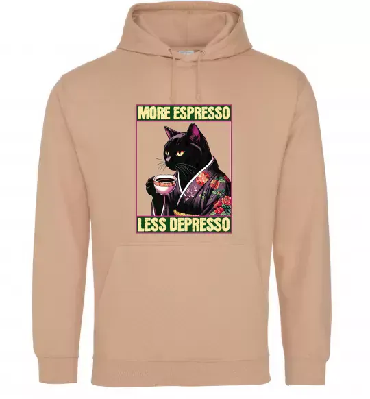 Жіноча толстовка (худі) More espresso less depresso Пісочний фото