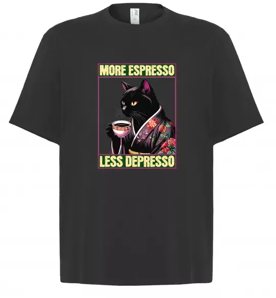 Футболка Оверсайз More espresso less depresso Чорний фото