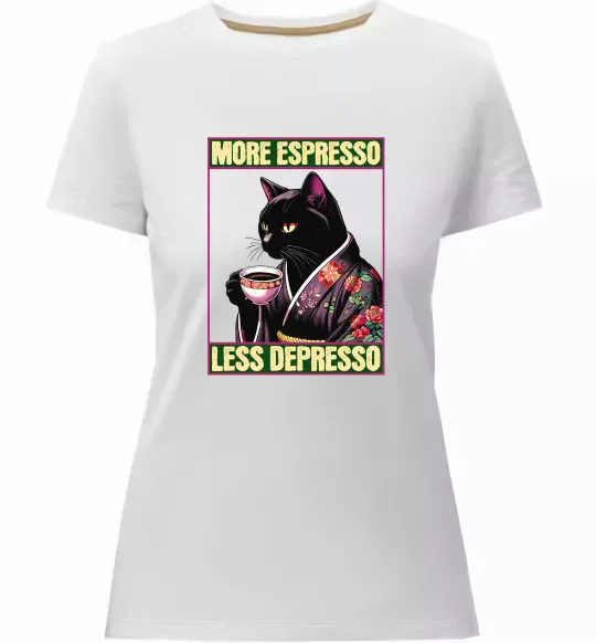 Жіноча преміум футболка More espresso less depresso Білий фото