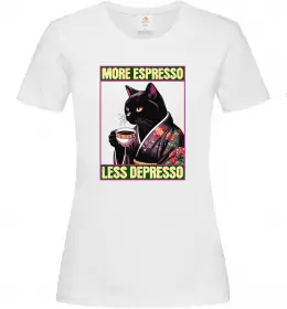 Женская футболка More espresso less depresso Белый фото